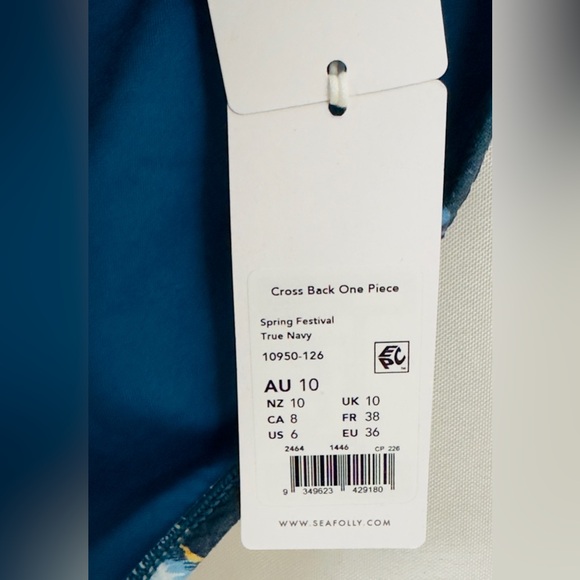 SEAFOLLY - Spring Festival Cross Back One Piece - True Navy Orange Floral US 6 - Picture 8 of 10